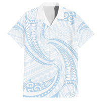 White Sunday Lotu Tamaiti Family Matching Off The Shoulder Long Sleeve Dress and Hawaiian Shirt Polynesian Wave Pastel Sky Blue - Polynesian Pride