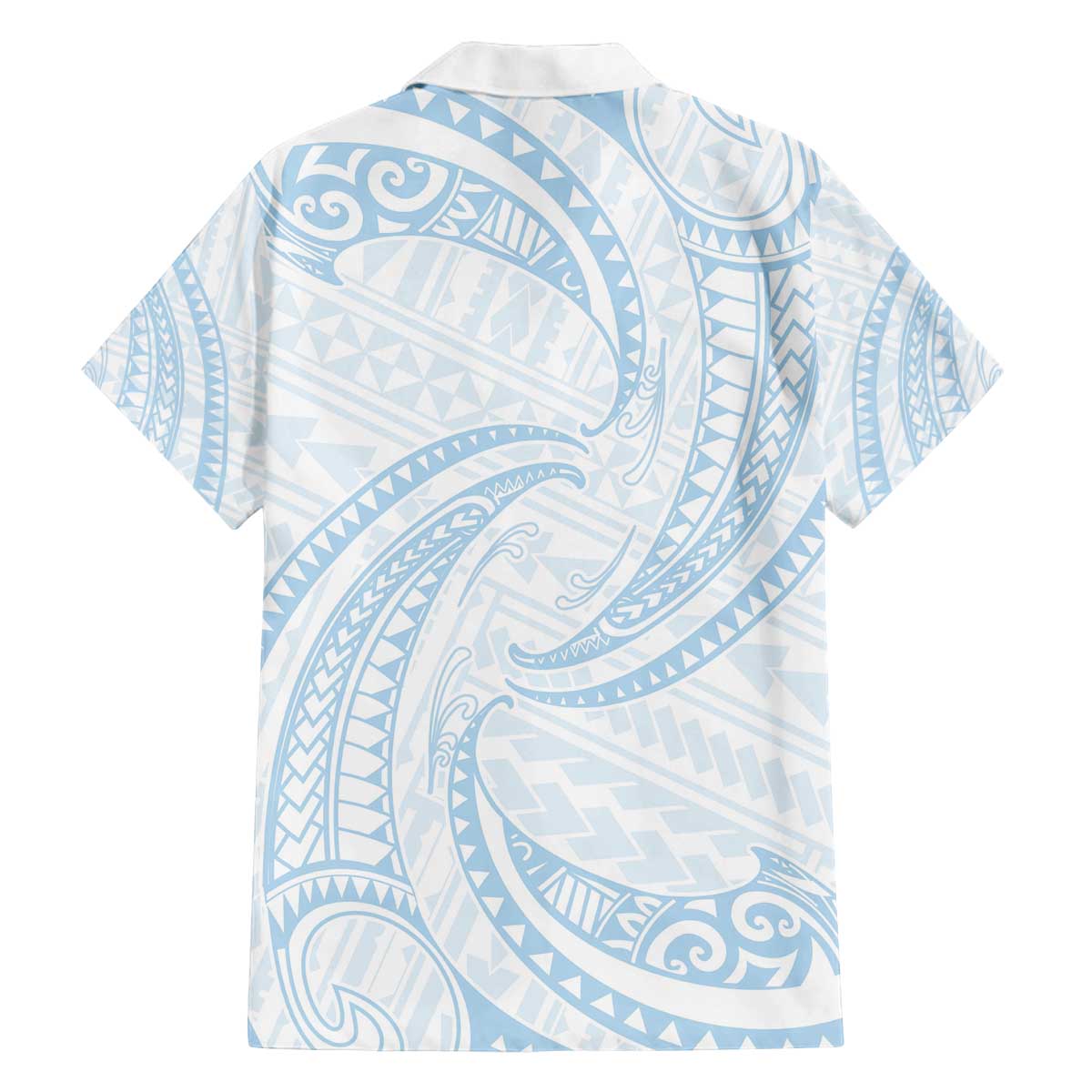 White Sunday Lotu Tamaiti Family Matching Off The Shoulder Long Sleeve Dress and Hawaiian Shirt Polynesian Wave Pastel Sky Blue - Polynesian Pride