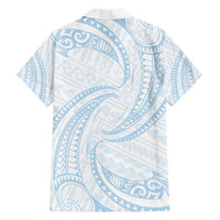 White Sunday Lotu Tamaiti Family Matching Summer Maxi Dress and Hawaiian Shirt Polynesian Wave Pastel Sky Blue - Polynesian Pride
