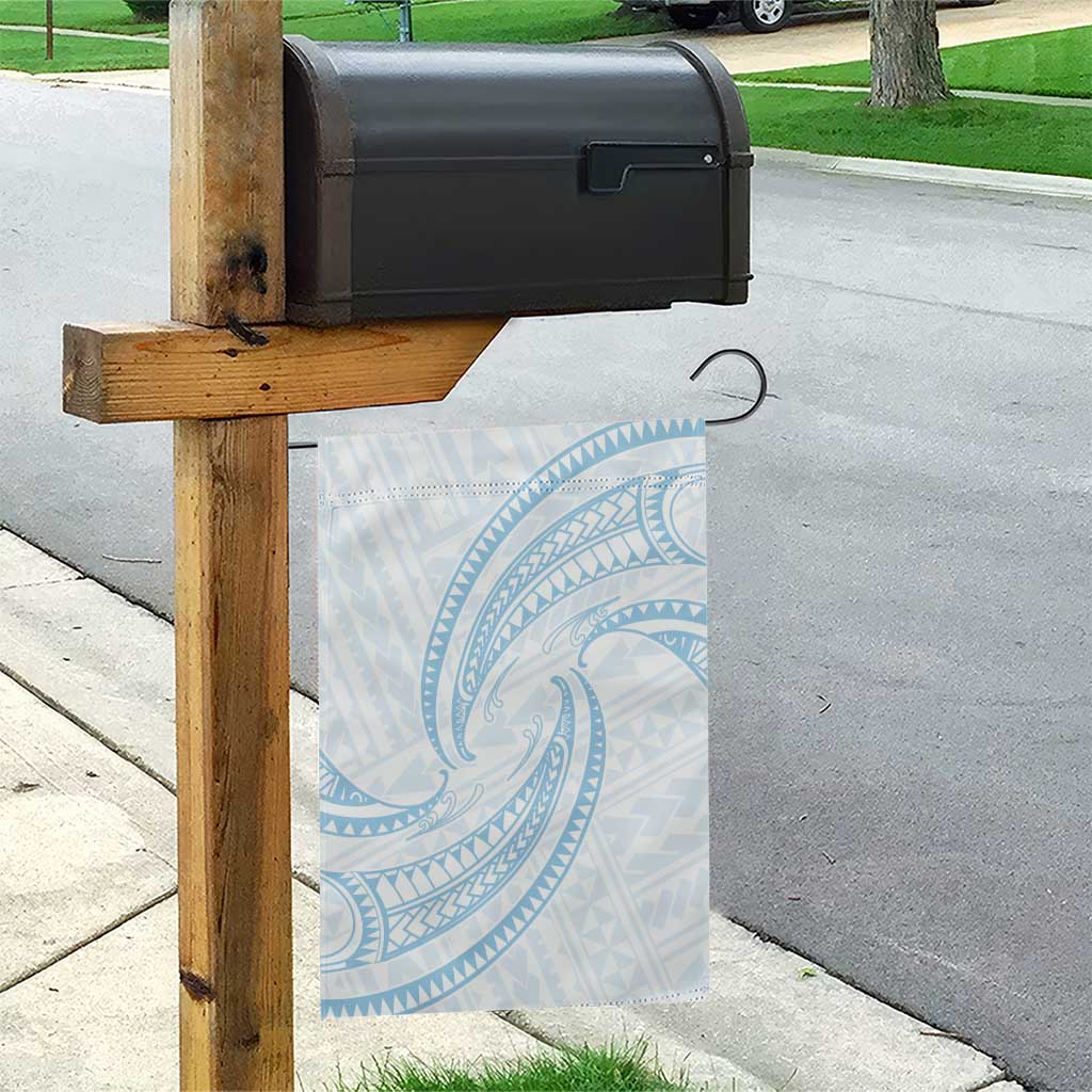 White Sunday Lotu Tamaiti Garden Flag Polynesian Wave Pastel Sky Blue - Polynesian Pride