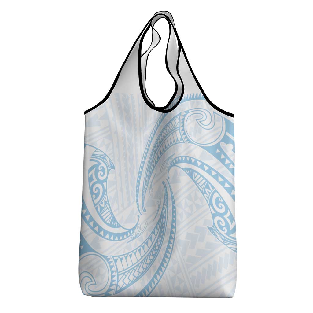 White Sunday Lotu Tamaiti Grocery Bag Polynesian Wave Pastel Sky Blue - Polynesian Pride