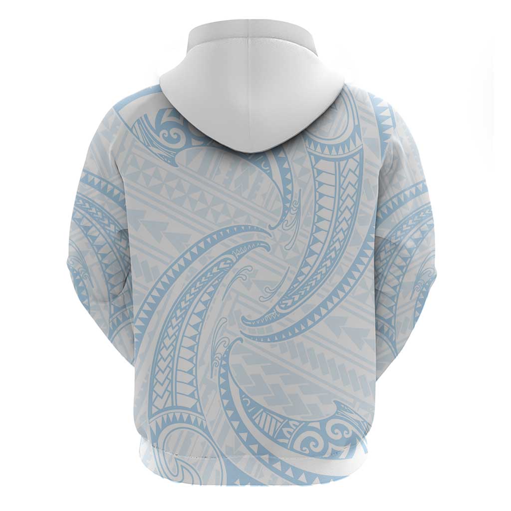 White Sunday Lotu Tamaiti Hoodie Polynesian Wave Pastel Sky Blue - Polynesian Pride