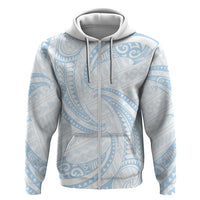 White Sunday Lotu Tamaiti Hoodie Polynesian Wave Pastel Sky Blue - Polynesian Pride