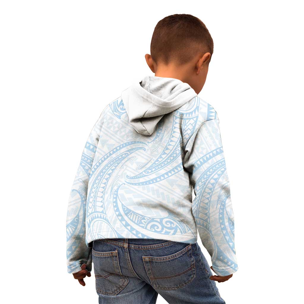 White Sunday Lotu Tamaiti Kid Hoodie Polynesian Wave Pastel Sky Blue - Polynesian Pride