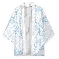 White Sunday Lotu Tamaiti Kimono Polynesian Wave Pastel Sky Blue - Polynesian Pride