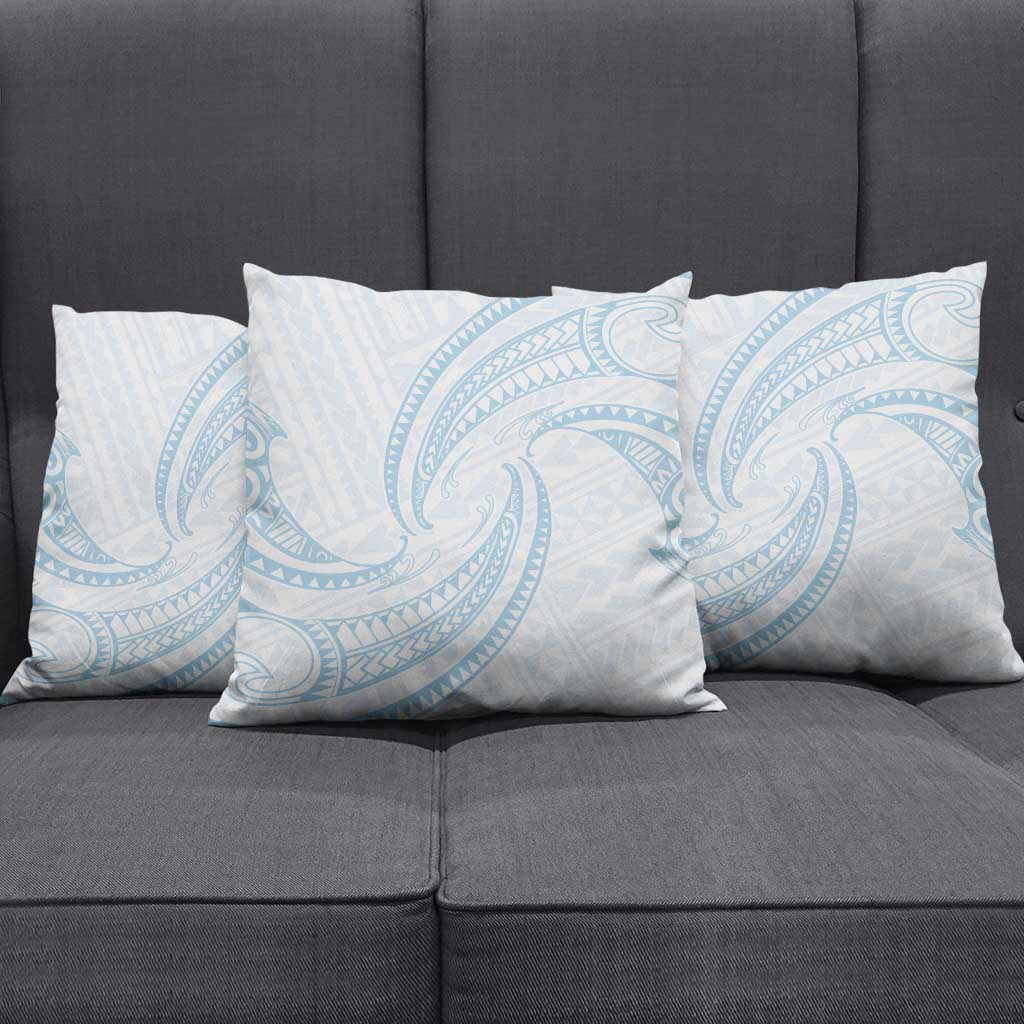 White Sunday Lotu Tamaiti Pillow Cover Polynesian Wave Pastel Sky Blue - Polynesian Pride