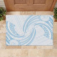 White Sunday Lotu Tamaiti Rubber Doormat Polynesian Wave Pastel Sky Blue - Polynesian Pride