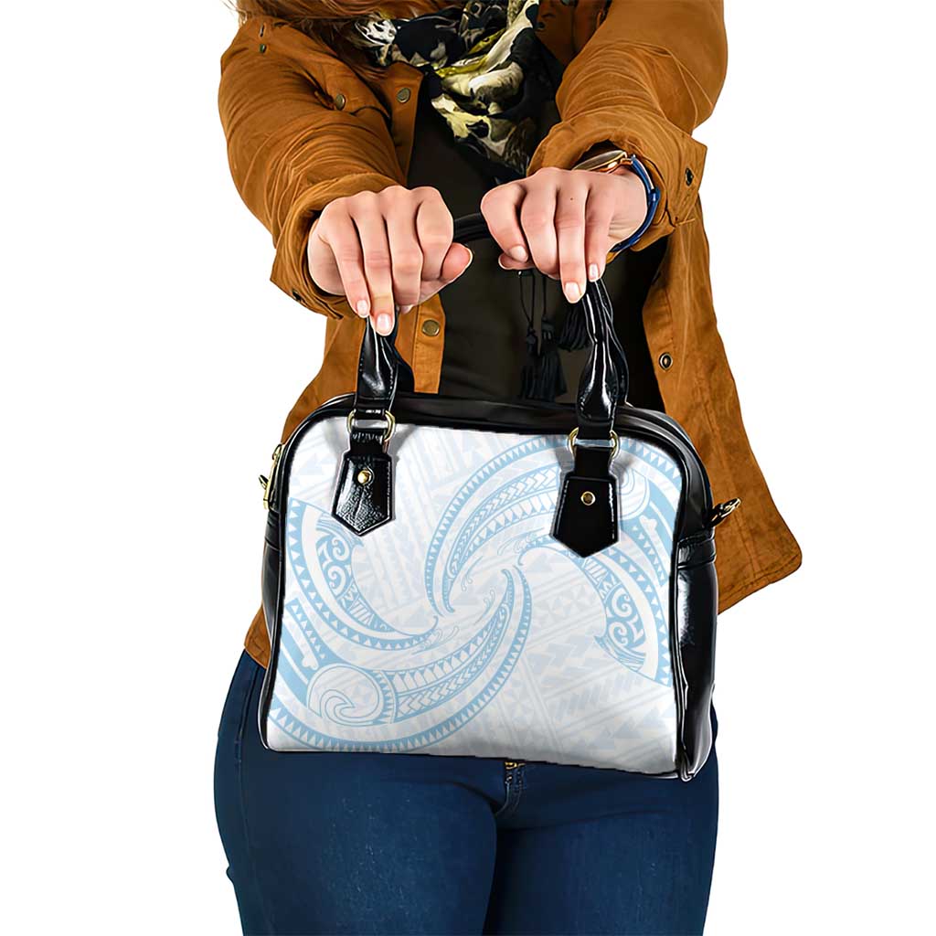 White Sunday Lotu Tamaiti Shoulder Handbag Polynesian Wave Pastel Sky Blue - Polynesian Pride