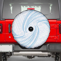 White Sunday Lotu Tamaiti Spare Tire Cover Polynesian Wave Pastel Sky Blue - Polynesian Pride