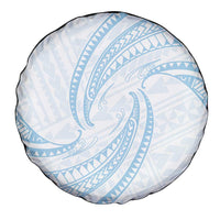 White Sunday Lotu Tamaiti Spare Tire Cover Polynesian Wave Pastel Sky Blue - Polynesian Pride