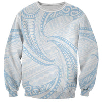 White Sunday Lotu Tamaiti Sweatshirt Polynesian Wave Pastel Sky Blue - Polynesian Pride