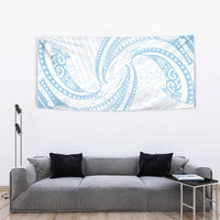 White Sunday Lotu Tamaiti Tapestry Polynesian Wave Pastel Sky Blue - Polynesian Pride