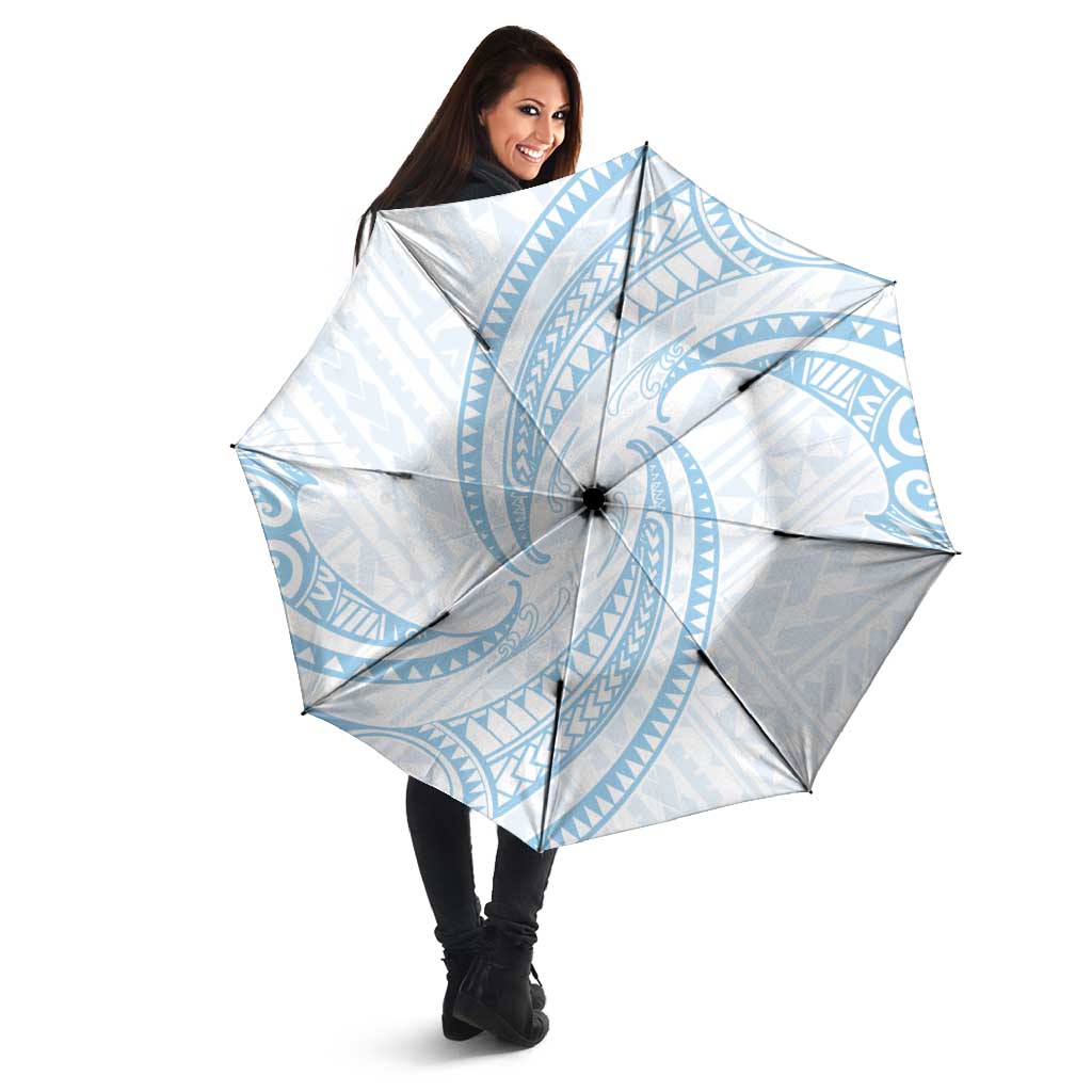 White Sunday Lotu Tamaiti Umbrella Polynesian Wave Pastel Sky Blue - Polynesian Pride