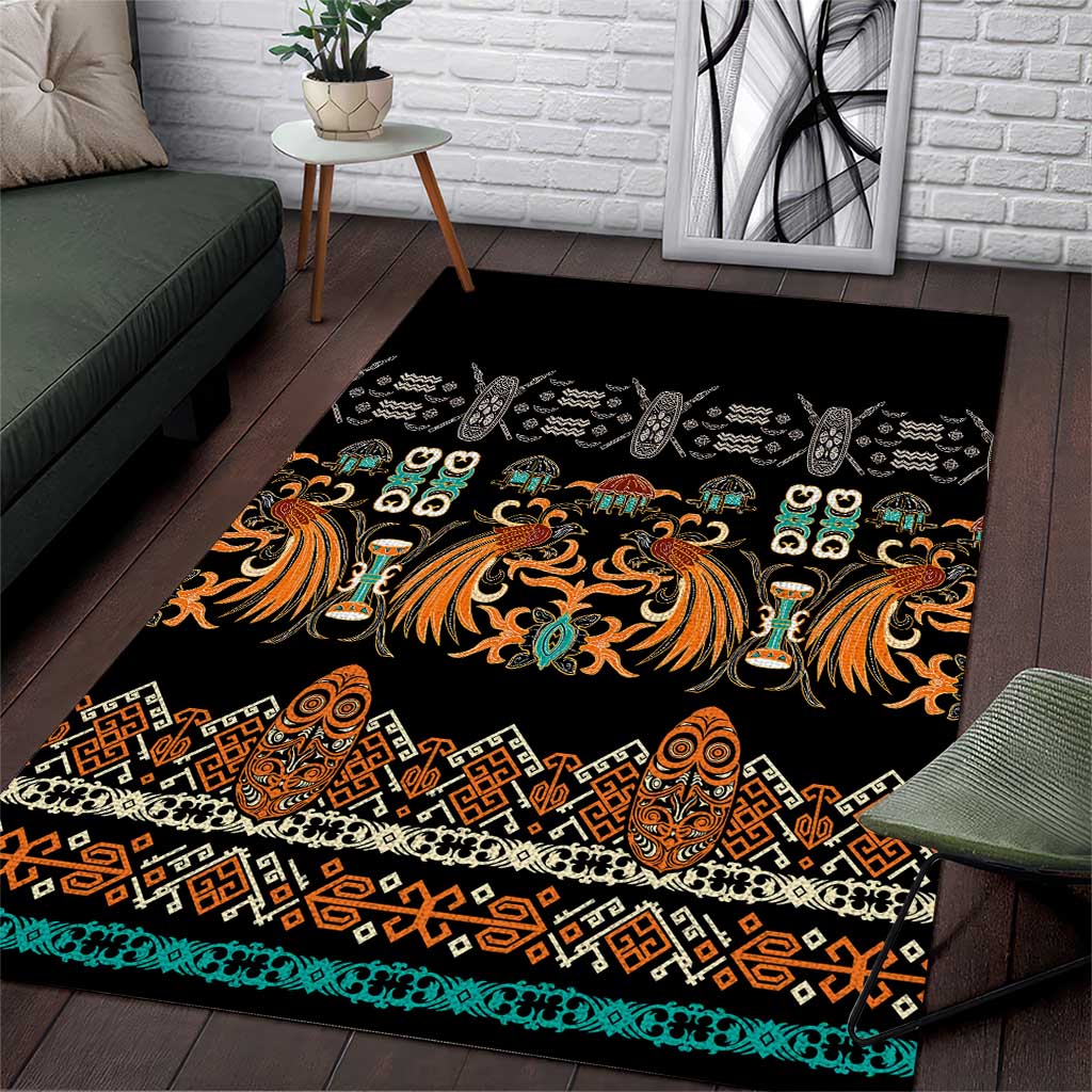 Black Batik Papua-inspired Pattern Area Rug LT9 Black - Polynesian Pride