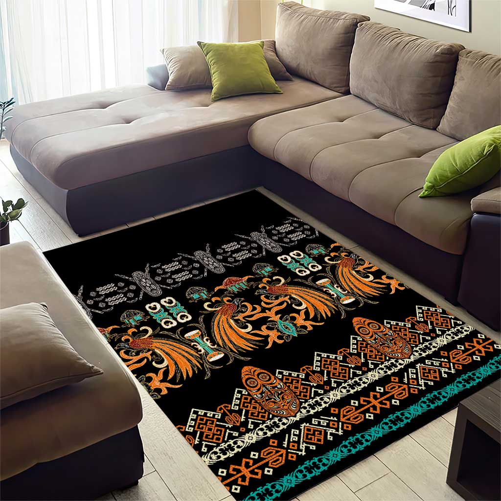 Black Batik Papua-inspired Pattern Area Rug LT9 - Polynesian Pride