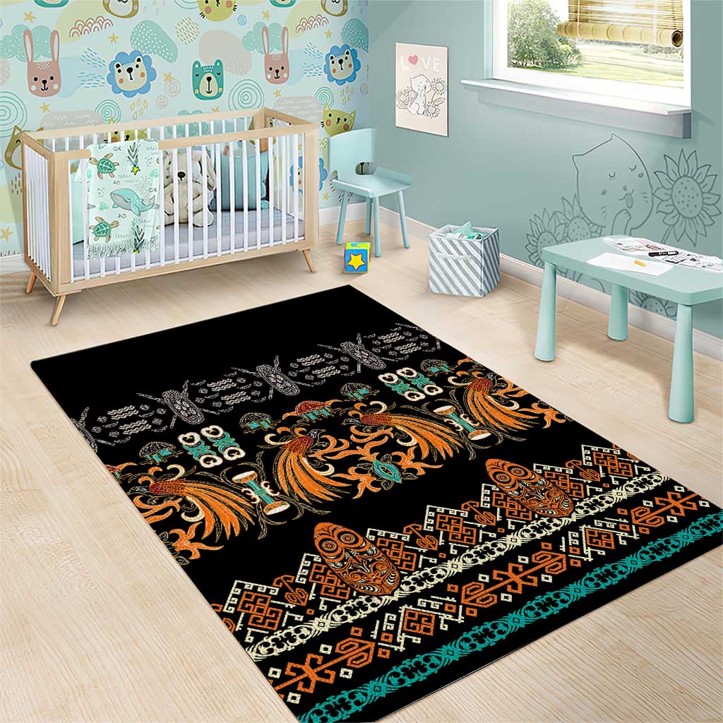 Black Batik Papua-inspired Pattern Area Rug LT9 - Polynesian Pride