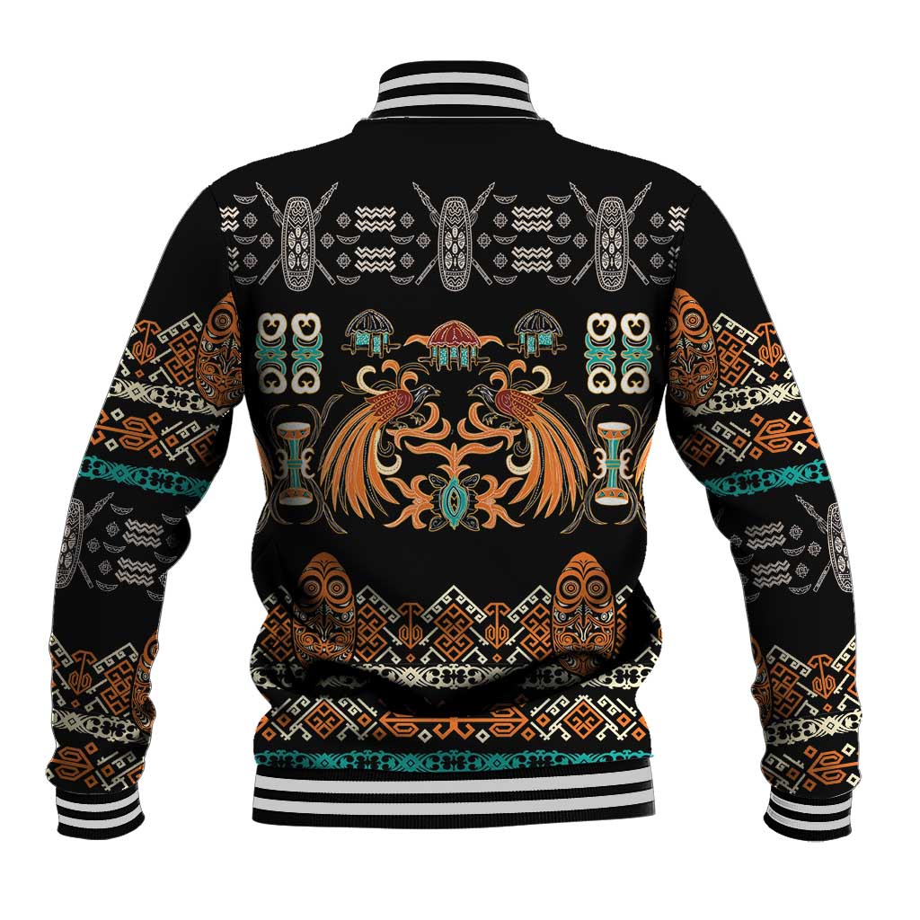 Black Batik Papua-inspired Pattern Baseball Jacket LT9 - Polynesian Pride
