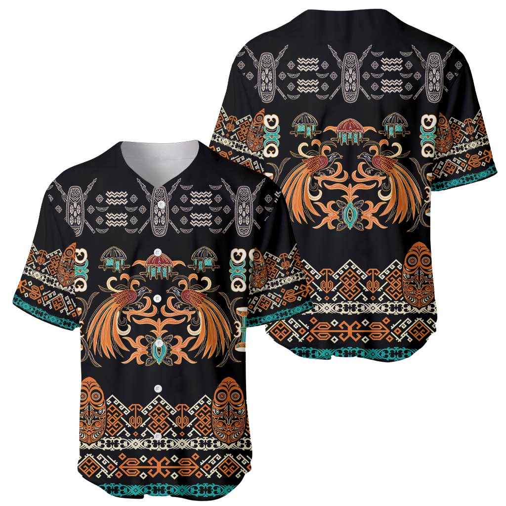 Black Batik Papua-inspired Pattern Baseball Jersey - Polynesian Pride