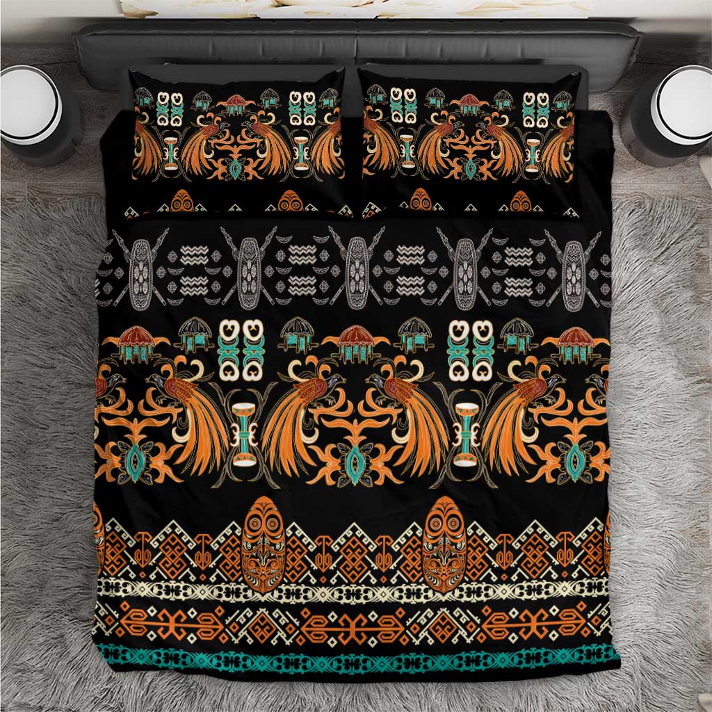 Black Batik Papua-inspired Pattern Bedding Set LT9 Black - Polynesian Pride