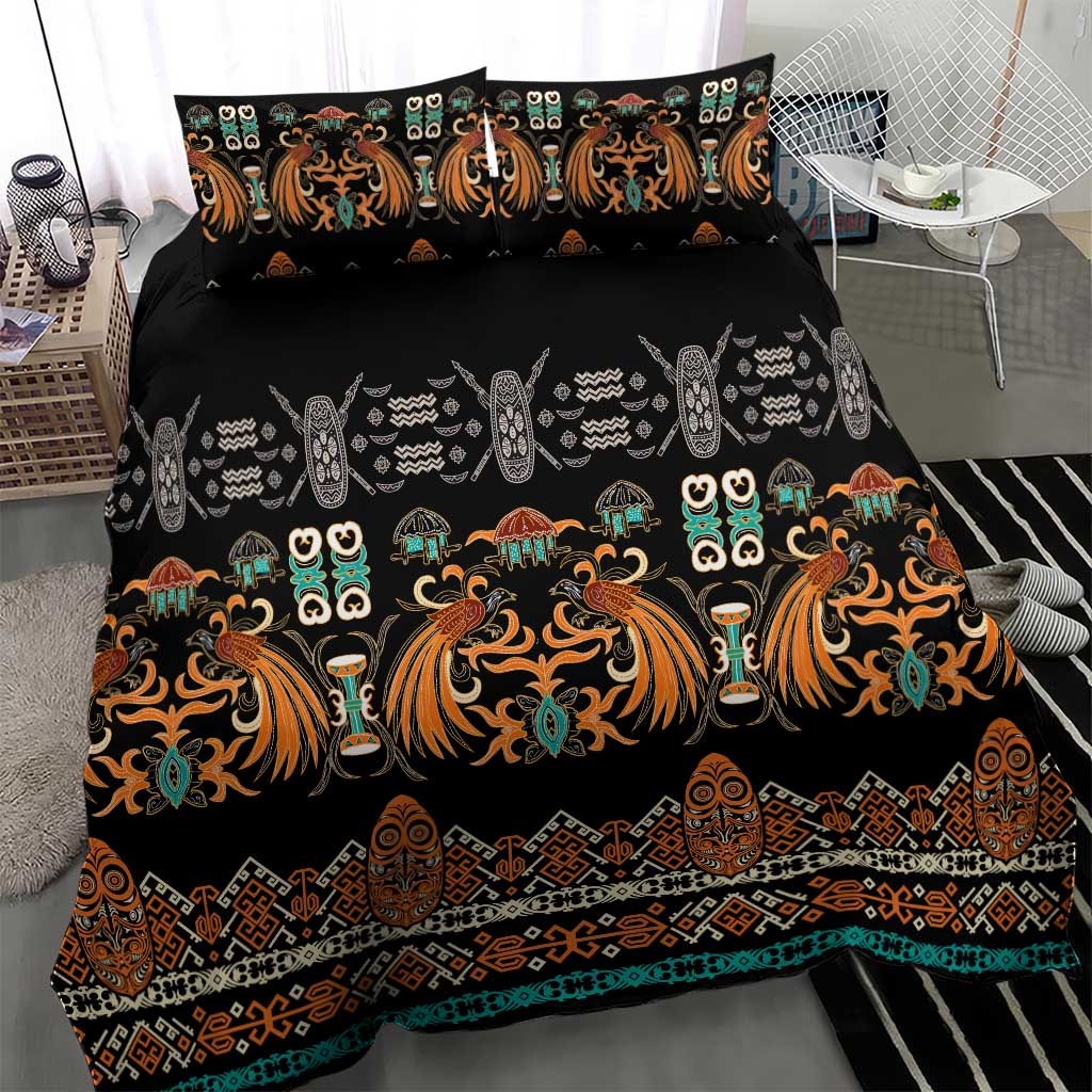Black Batik Papua-inspired Pattern Bedding Set LT9 - Polynesian Pride