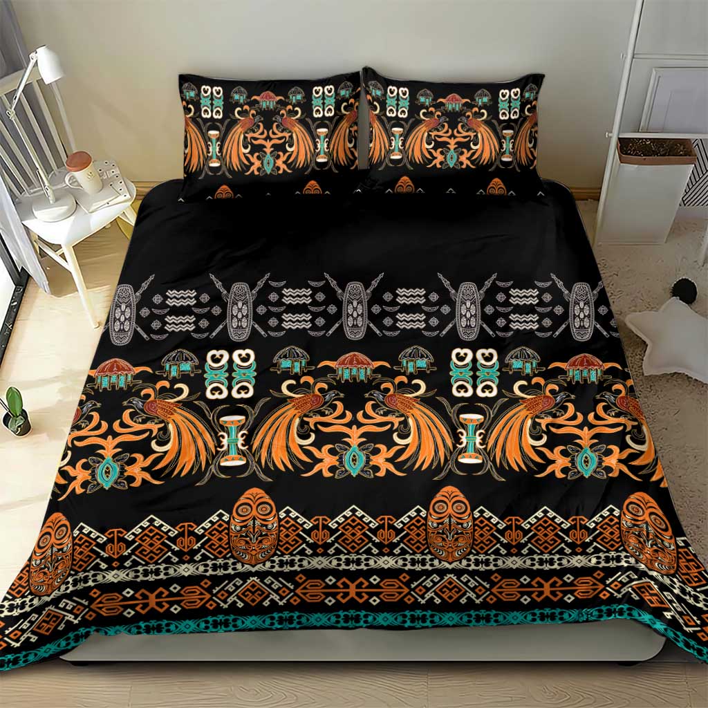 Black Batik Papua-inspired Pattern Bedding Set LT9 - Polynesian Pride