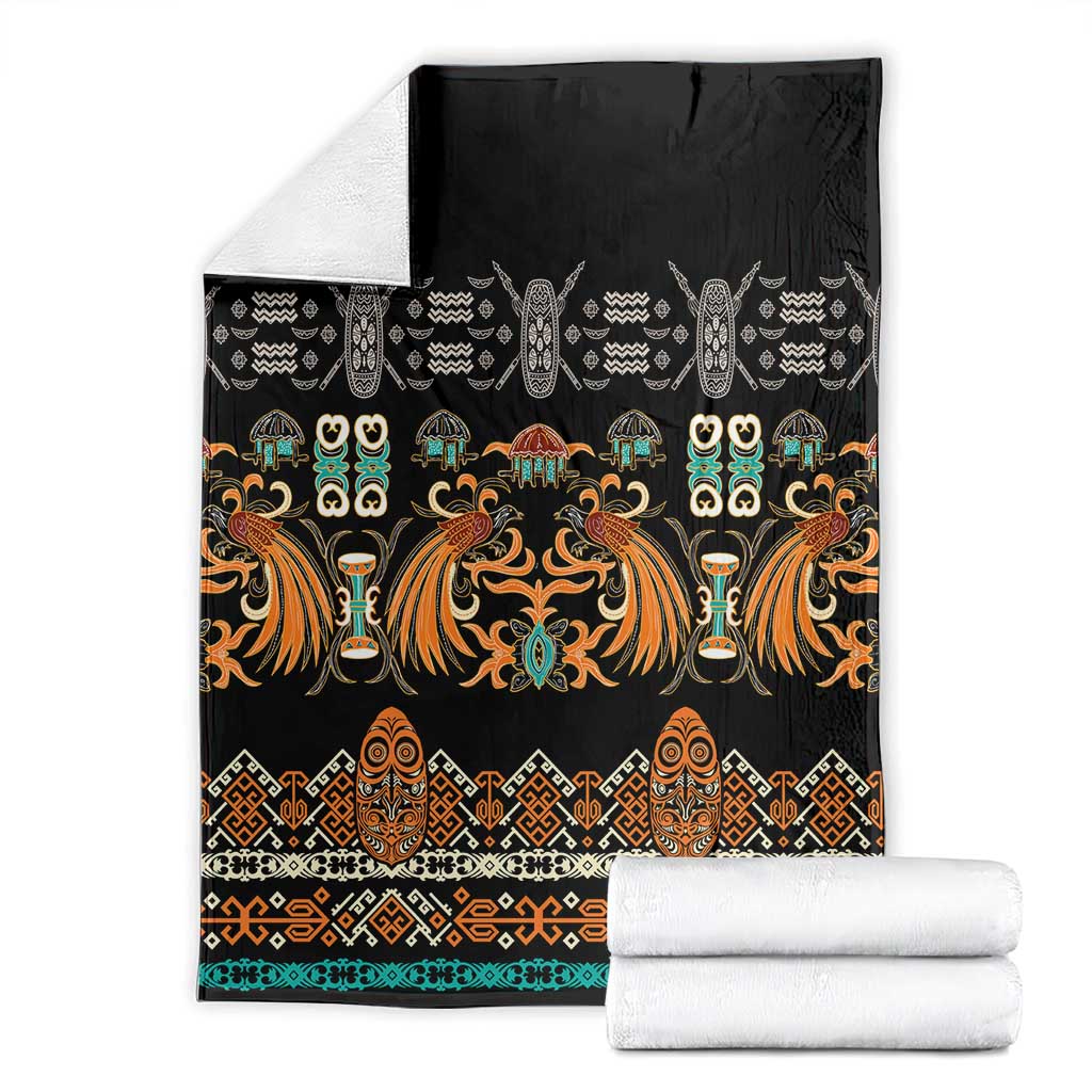 Black Batik Papua-inspired Pattern Blanket - Polynesian Pride
