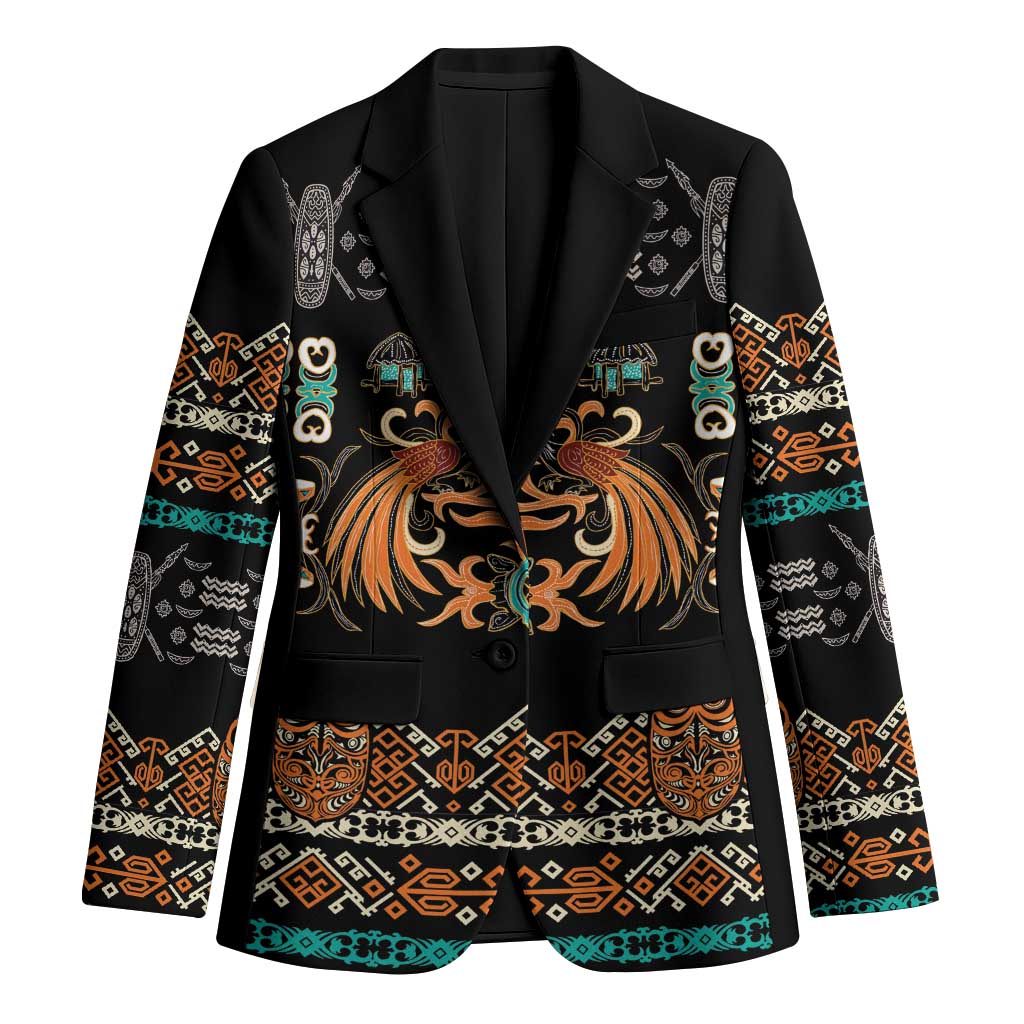 Black Batik Papua-inspired Pattern Blazer LT9 Unisex Black - Polynesian Pride