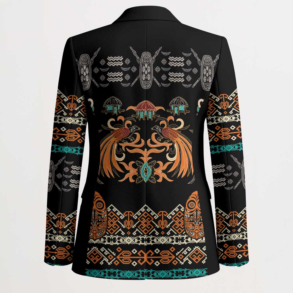 Black Batik Papua-inspired Pattern Blazer LT9 - Polynesian Pride