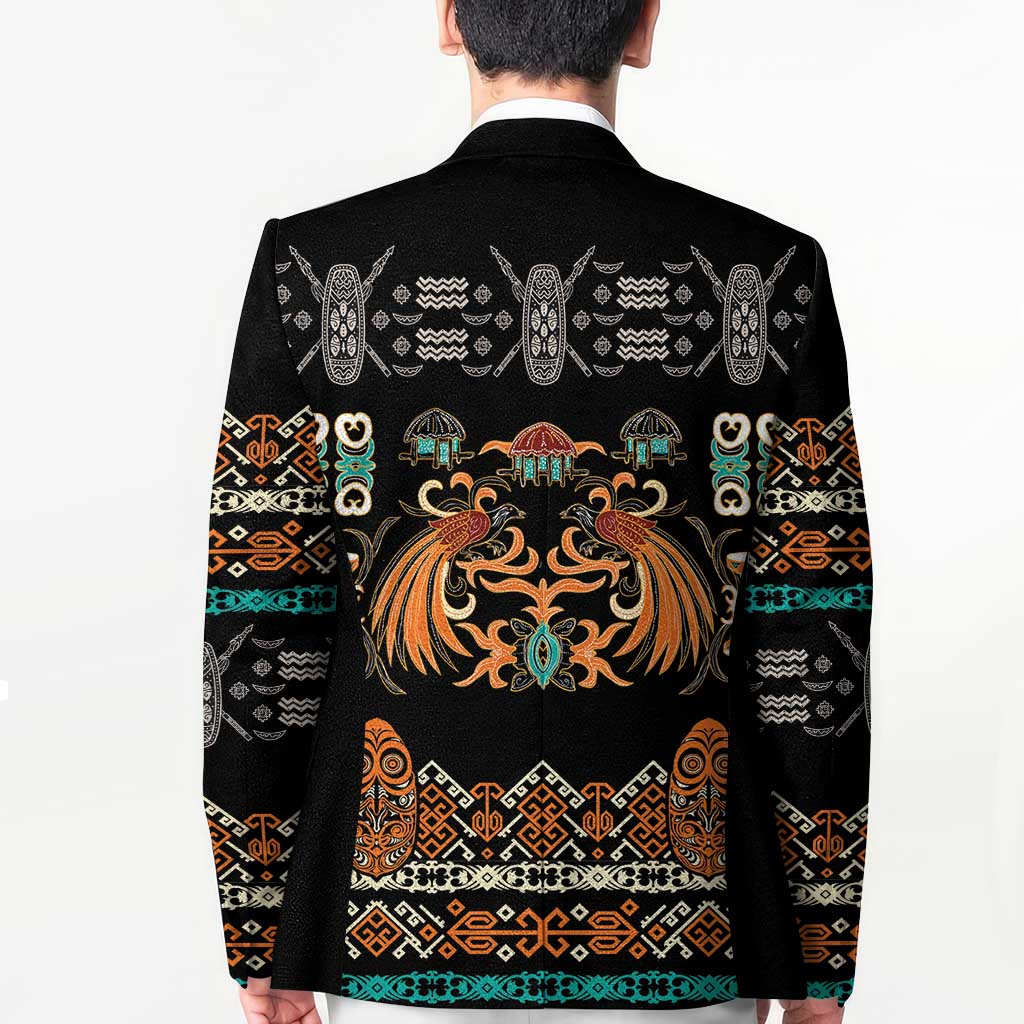 Black Batik Papua-inspired Pattern Blazer LT9 - Polynesian Pride