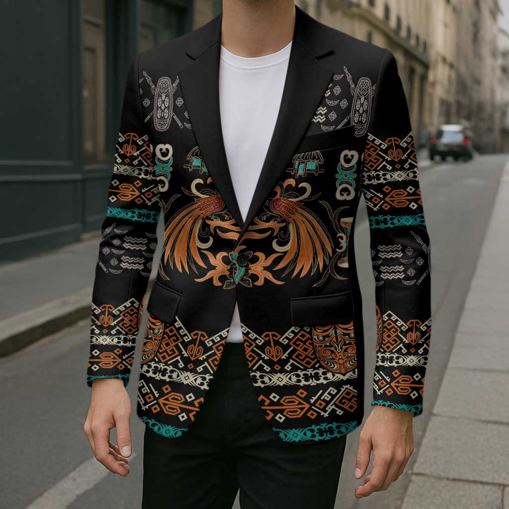 Black Batik Papua-inspired Pattern Blazer LT9 - Polynesian Pride