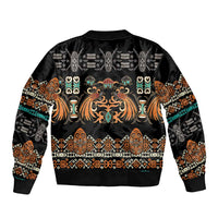 Black Batik Papua-inspired Pattern Bomber Jacket LT9 - Polynesian Pride
