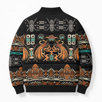 Black Batik Papua-inspired Pattern Bomber Puffer Jacket LT9 - Polynesian Pride