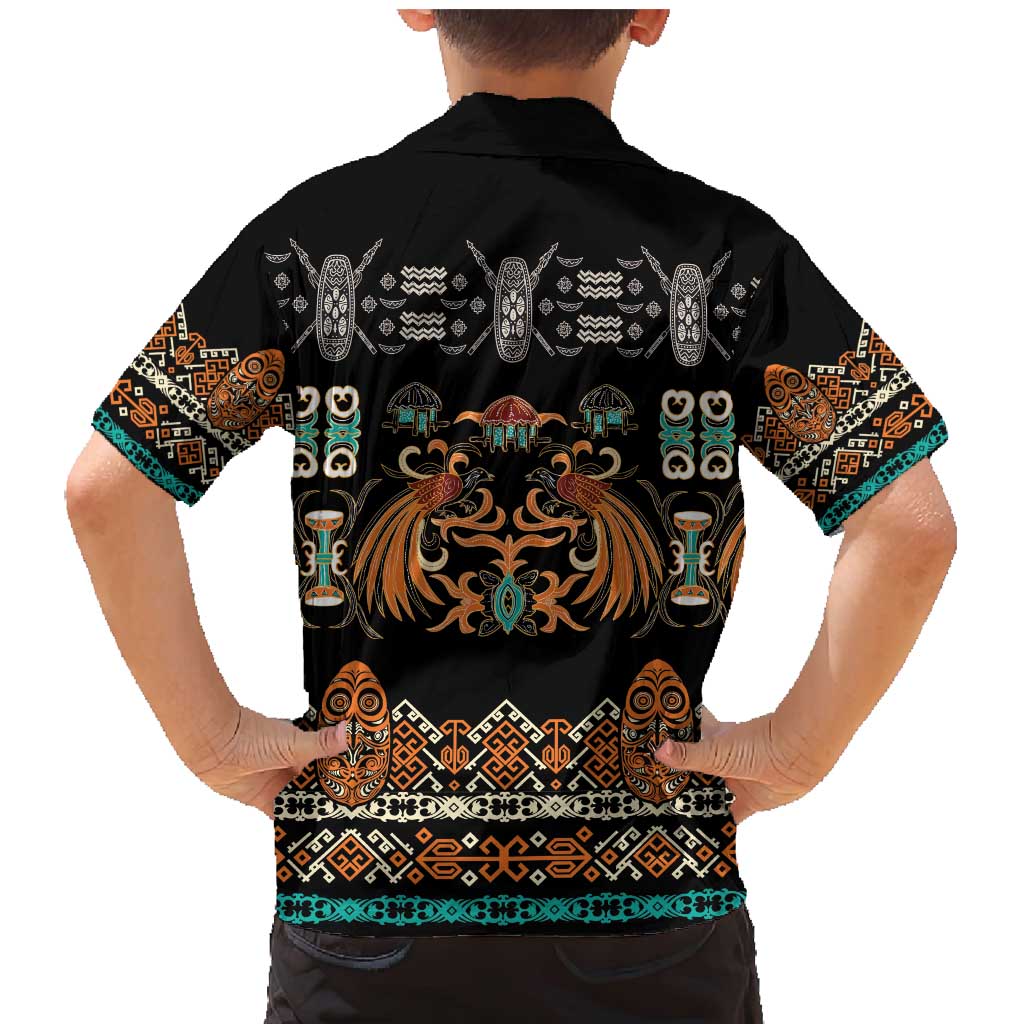 Black Batik Papua-inspired Pattern Family Matching Mermaid Dress and Hawaiian Shirt LT9 - Polynesian Pride