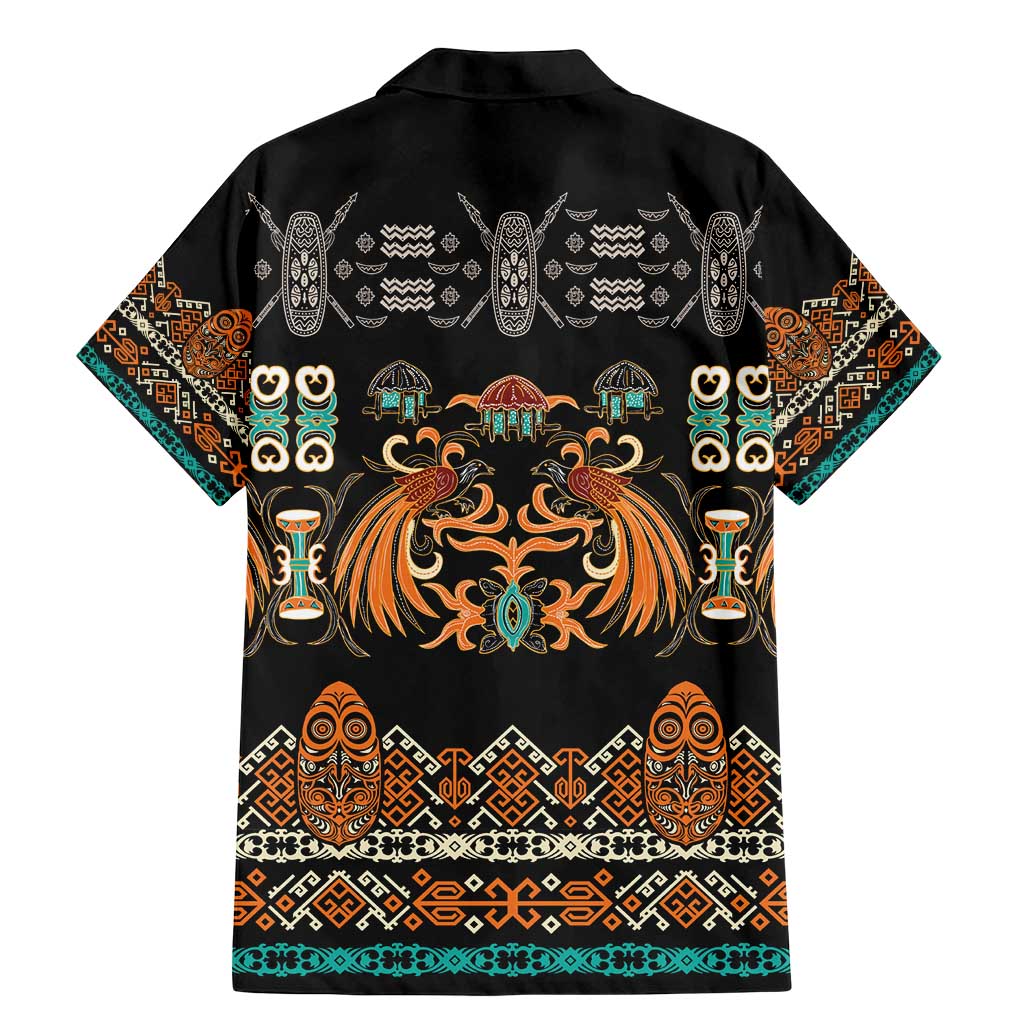 Black Batik Papua-inspired Pattern Family Matching Mermaid Dress and Hawaiian Shirt LT9 - Polynesian Pride