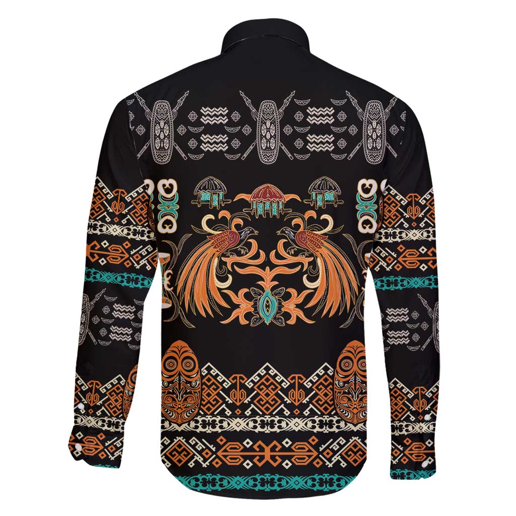 Black Batik Papua-inspired Pattern Family Matching Off Shoulder Short Dress and Hawaiian Shirt - Polynesian Pride