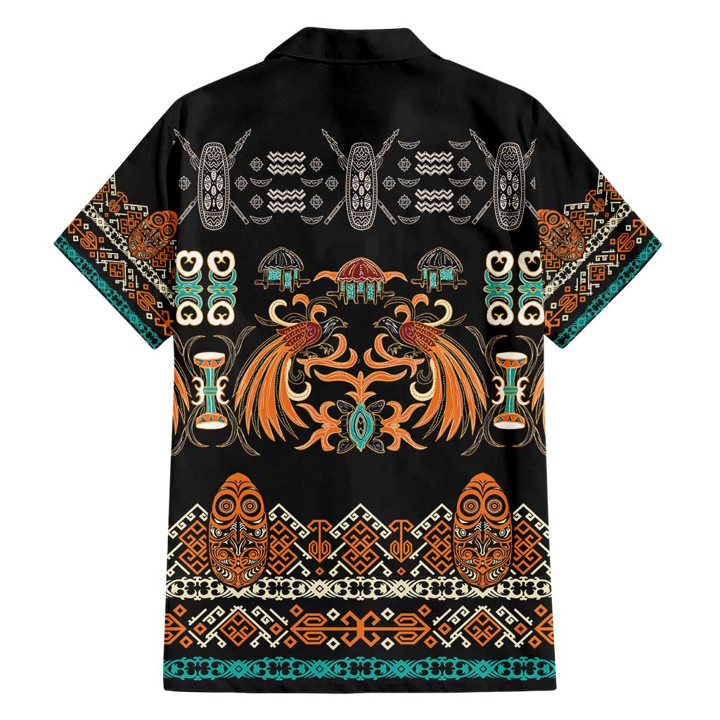 Black Batik Papua-inspired Pattern Family Matching Short Sleeve Bodycon Dress and Hawaiian Shirt LT9 - Polynesian Pride