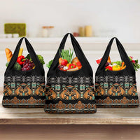 Black Batik Papua-inspired Pattern Grocery Bag LT9 3-pack One Size Black - Polynesian Pride