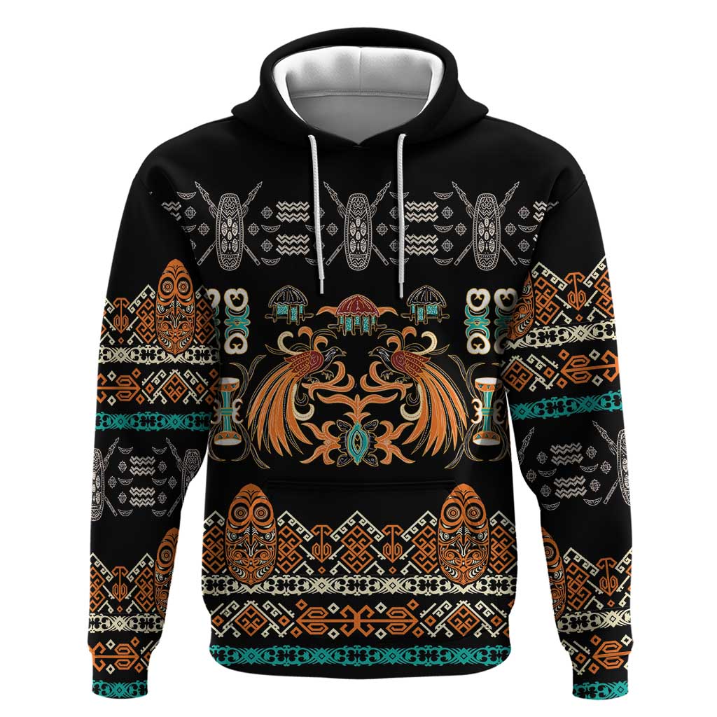 Black Batik Papua-inspired Pattern Hoodie - Polynesian Pride