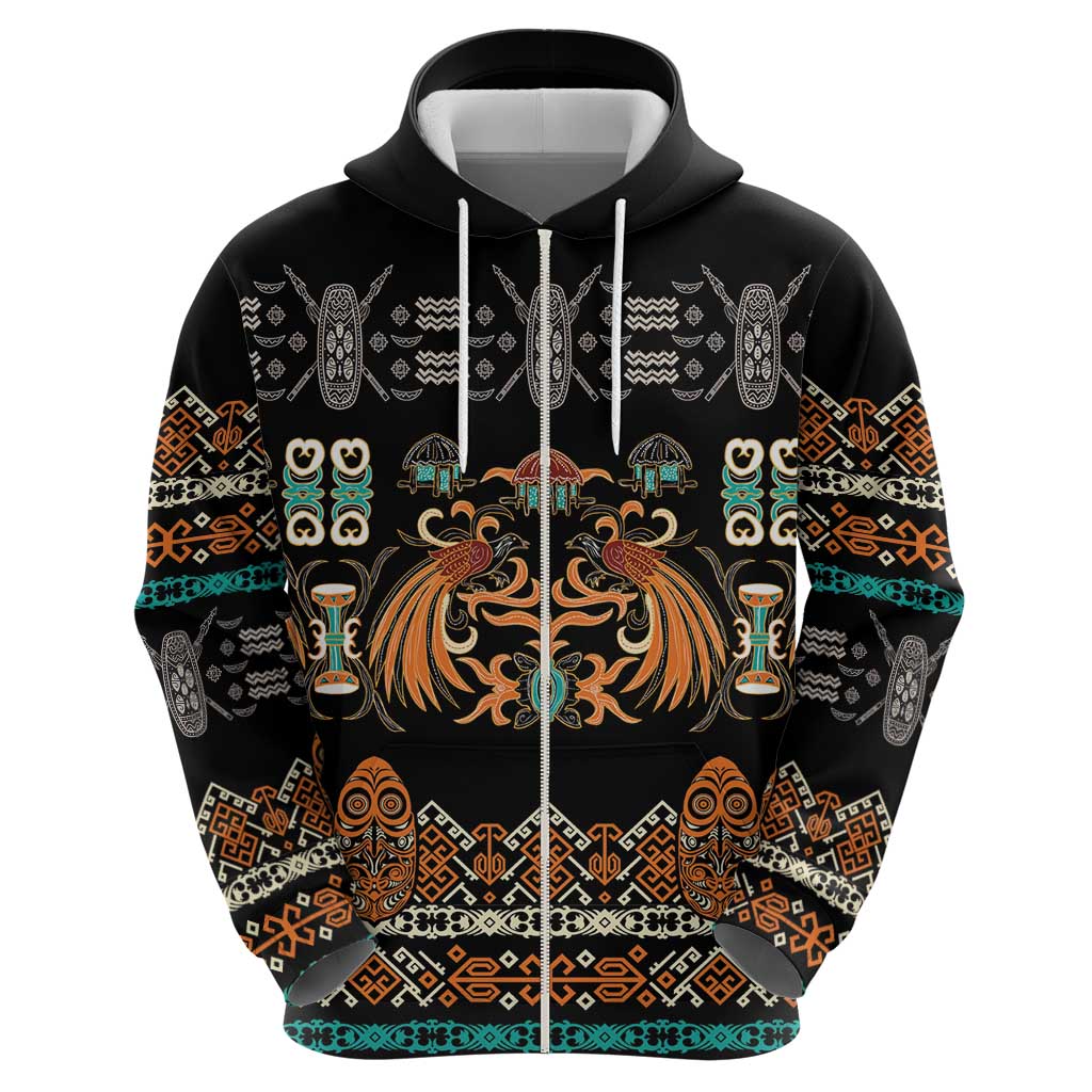 Black Batik Papua-inspired Pattern Hoodie - Polynesian Pride