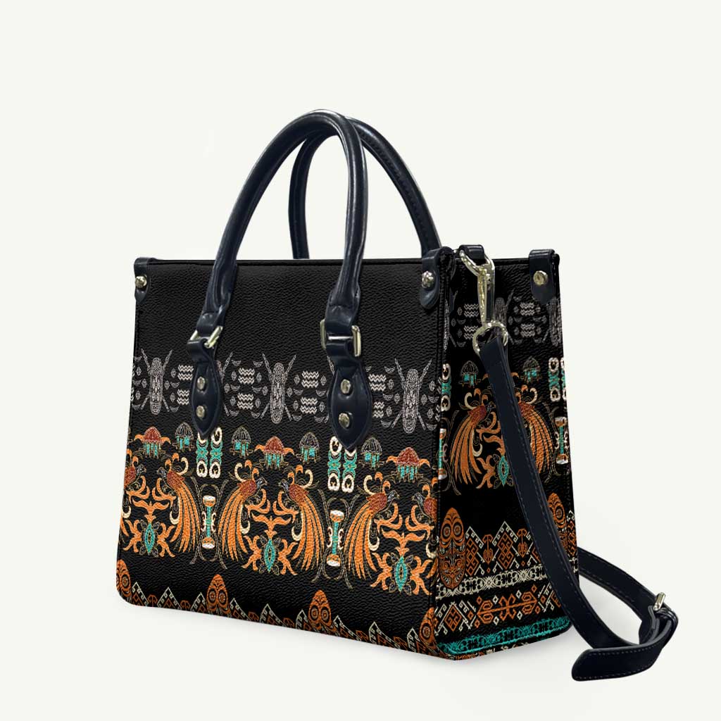 Black Batik Papua-inspired Pattern Leather Bag - Polynesian Pride