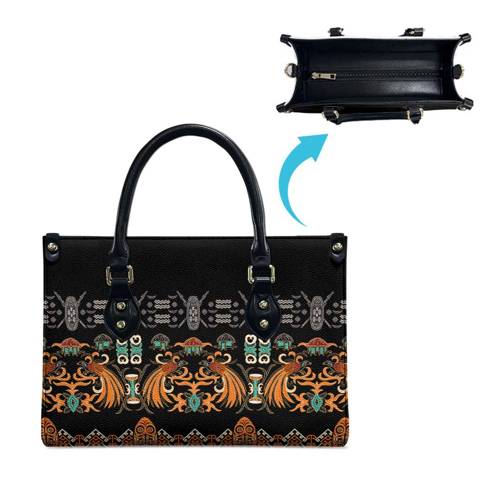 Black Batik Papua-inspired Pattern Leather Bag - Polynesian Pride