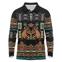 Black Batik Papua-inspired Pattern Long Sleeve Polo Shirt LT9 Black - Polynesian Pride