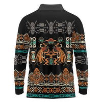 Black Batik Papua-inspired Pattern Long Sleeve Polo Shirt LT9 - Polynesian Pride