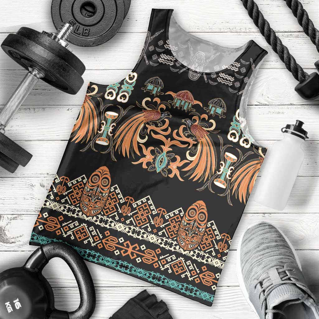Black Batik Papua-inspired Pattern Men Tank Top - Polynesian Pride