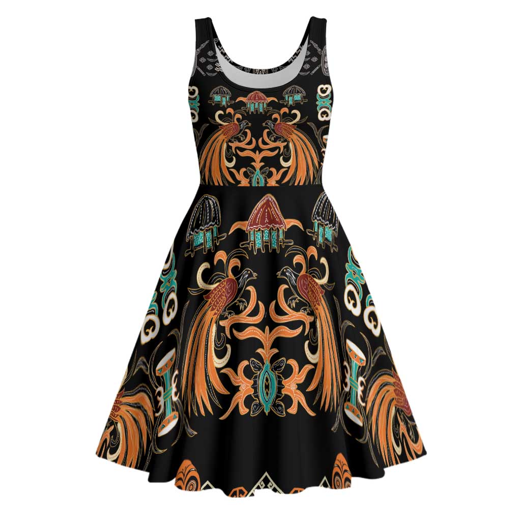 Black Batik Papua-inspired Pattern Midi Dress - Polynesian Pride