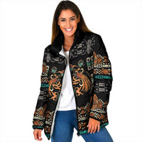 Black Batik Papua-inspired Pattern Padded Jacket LT9 Women Black - Polynesian Pride
