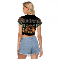 Black Batik Papua-inspired Pattern Raglan Cropped T Shirt LT9 - Polynesian Pride