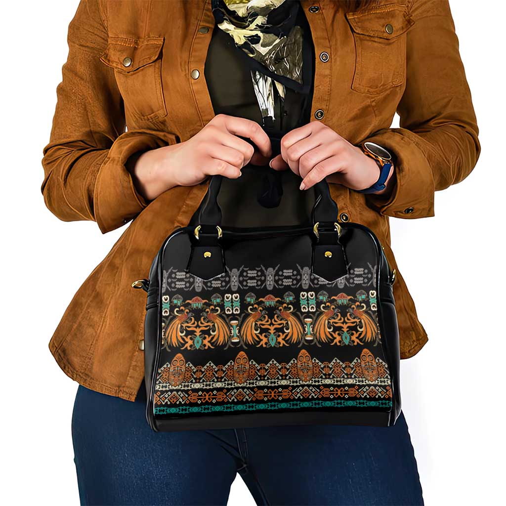 Black Batik Papua-inspired Pattern Shoulder Handbag - Polynesian Pride