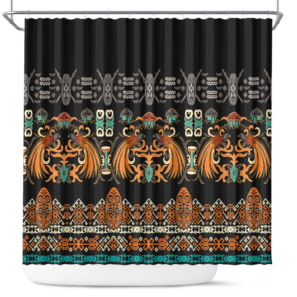 Black Batik Papua-inspired Pattern Shower Curtain - Polynesian Pride