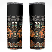 Black Batik Papua-inspired Pattern Skinny Tumbler - Polynesian Pride